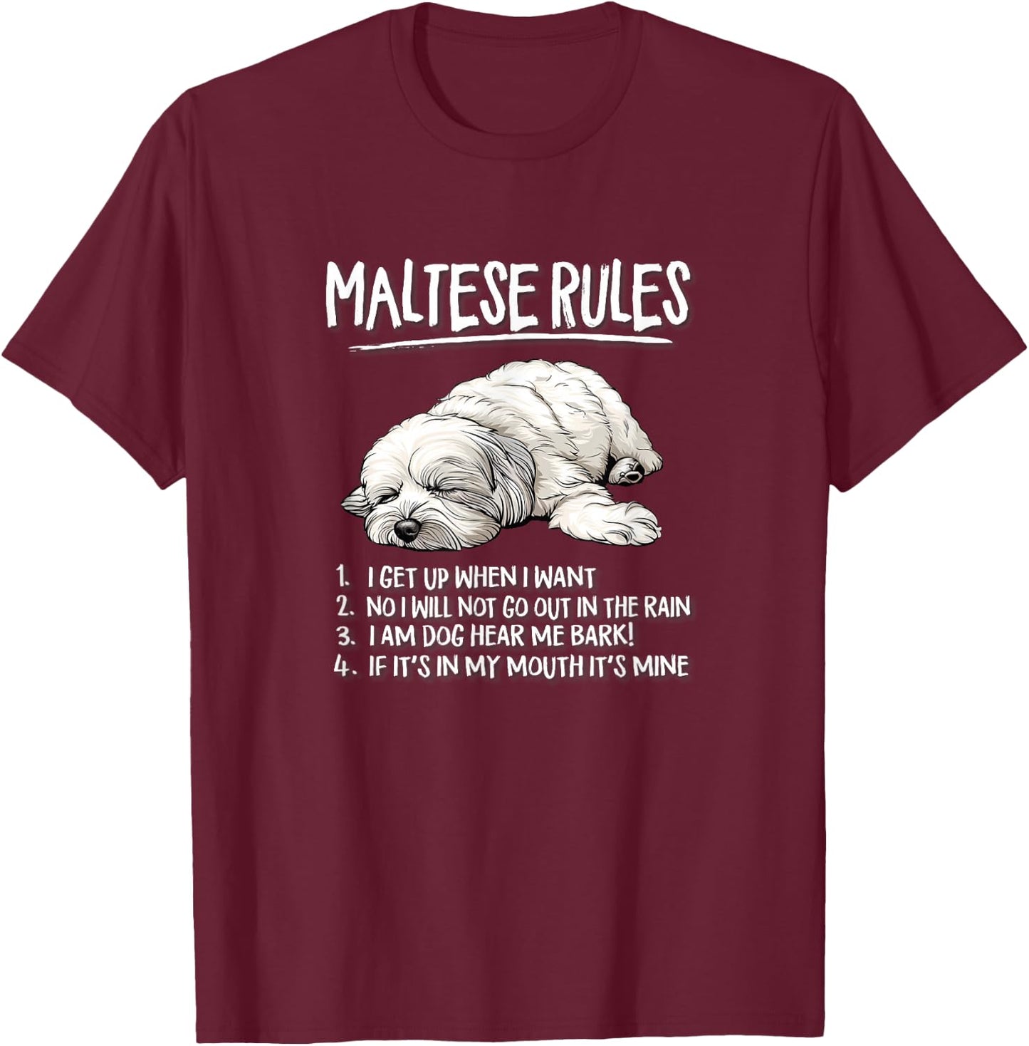 Funny Cute Rules Sleeping Napping Maltese Lover T-Shirt - T-Shirt | Maroon