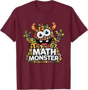Cool Math Monster Funny Design for Students and Teachers T-Shirt - T-Shirt | Maroon