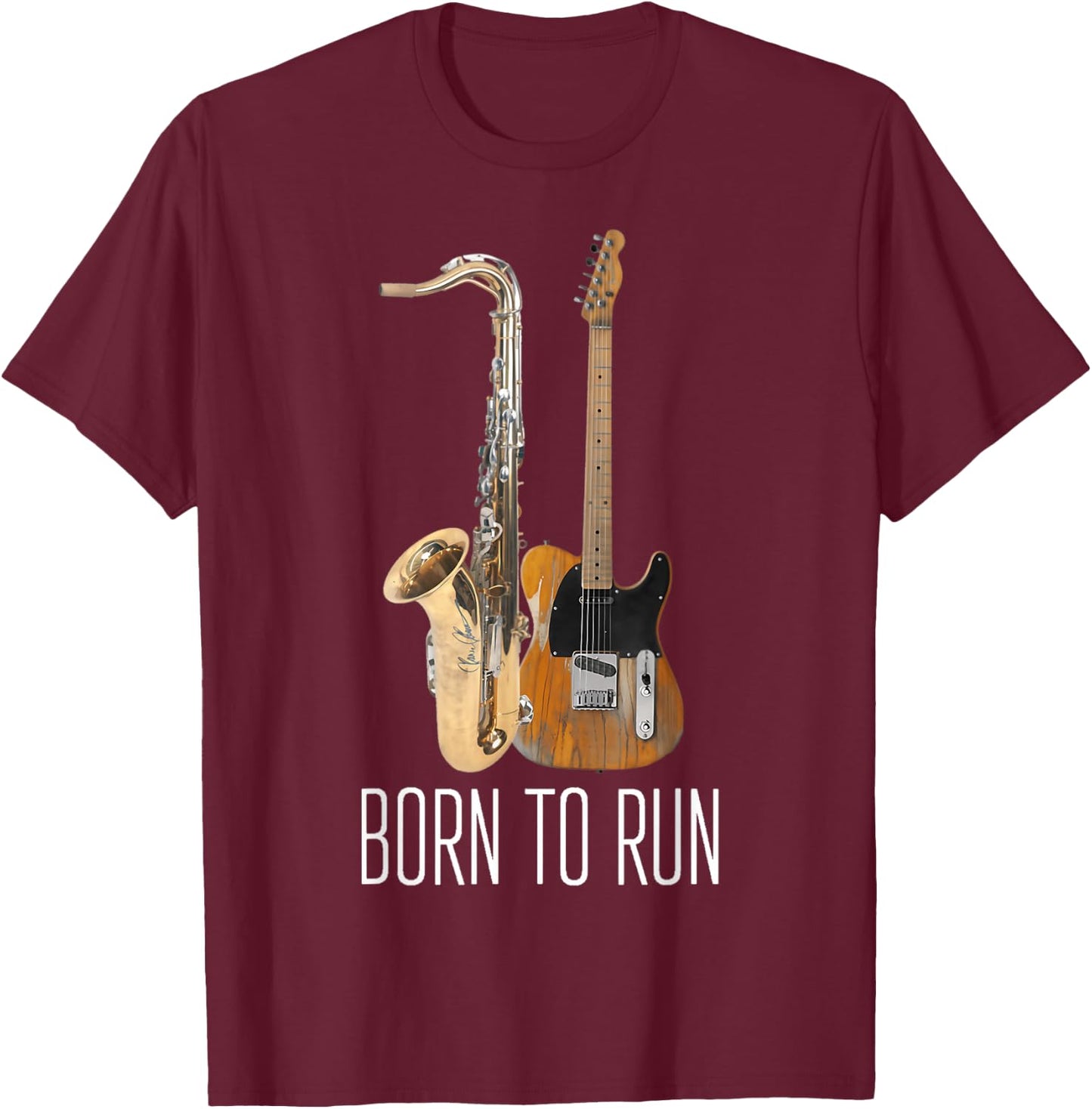 31 Born To Run Saxophone Vintage Music Amp Guitar Active T-Shirt - T-Shirt | Maroon
