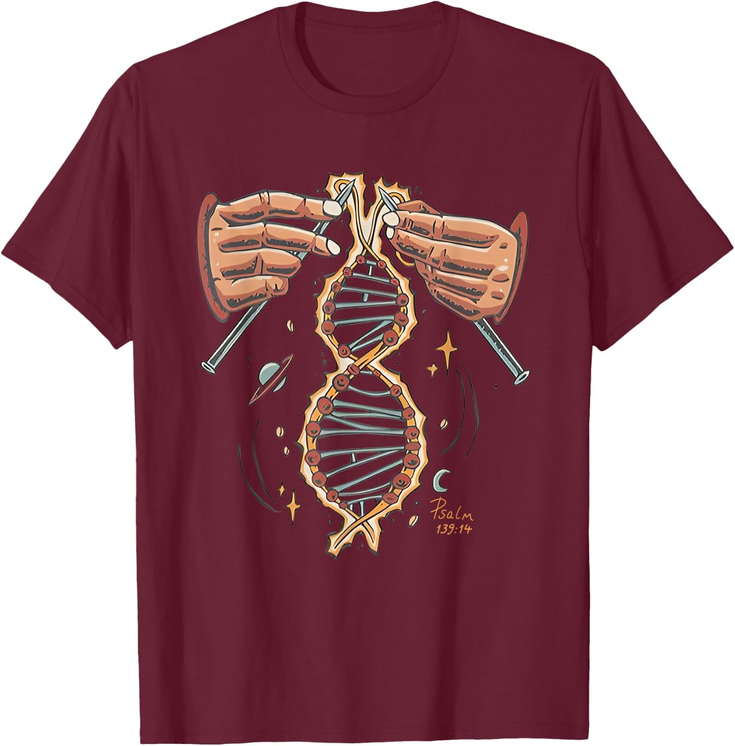 Hands Knitting God Handmade Dna Psalm 139 13 Bible T-Shirt - T-Shirt | Maroon