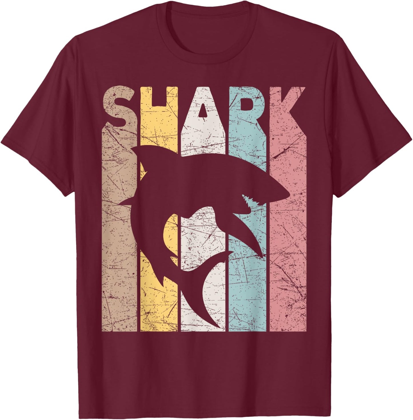 Shark Vintage Marine Animal Shark Lover Retro Oceanography T-Shirt - T-Shirt | Maroon