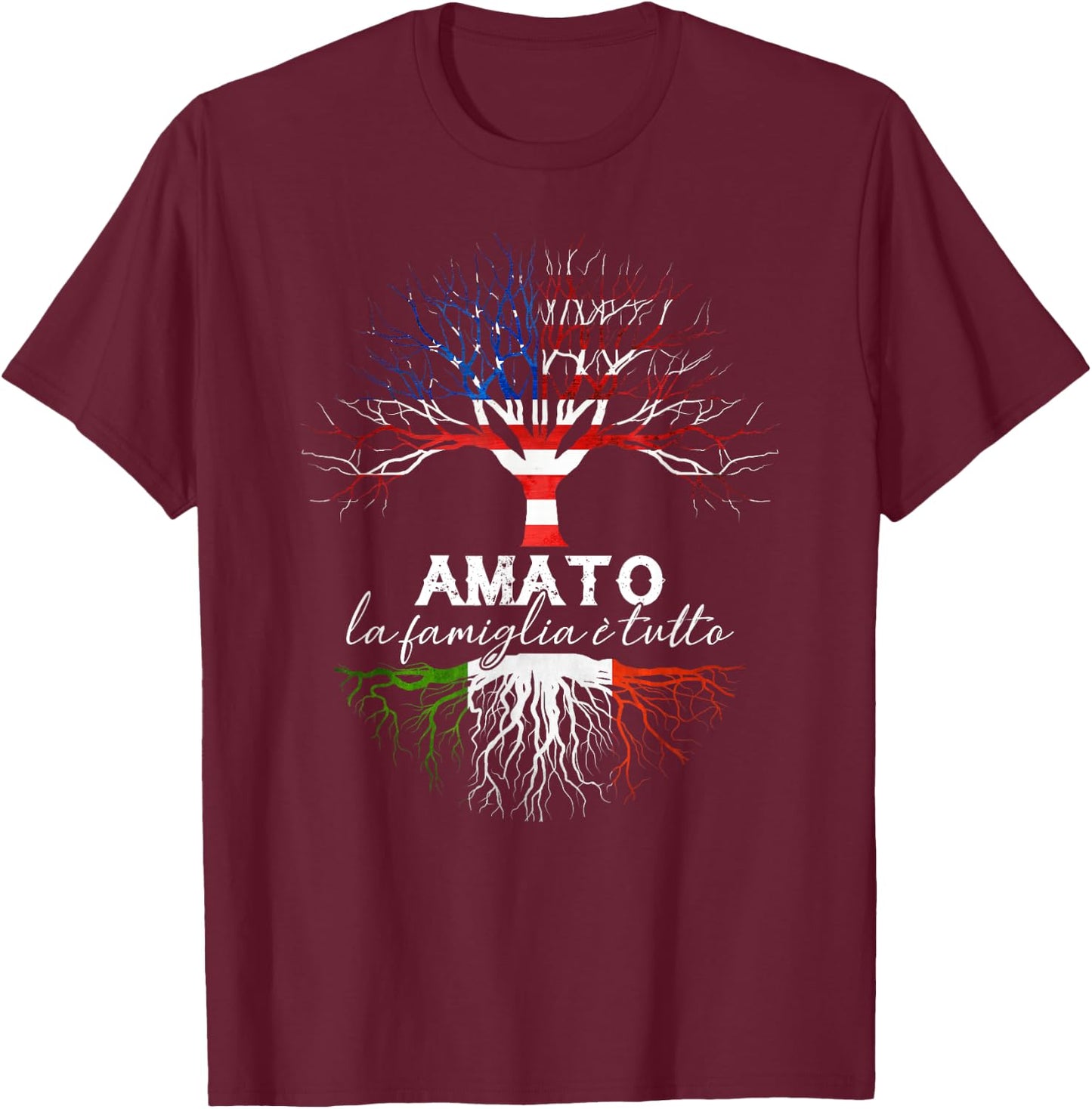 Amato Italian Family Name Italian Roots T-Shirt - T-Shirt | Maroon