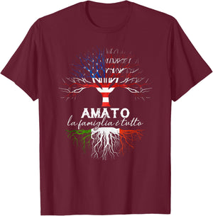 Amato Italian Family Name Italian Roots T-Shirt - T-Shirt | Maroon