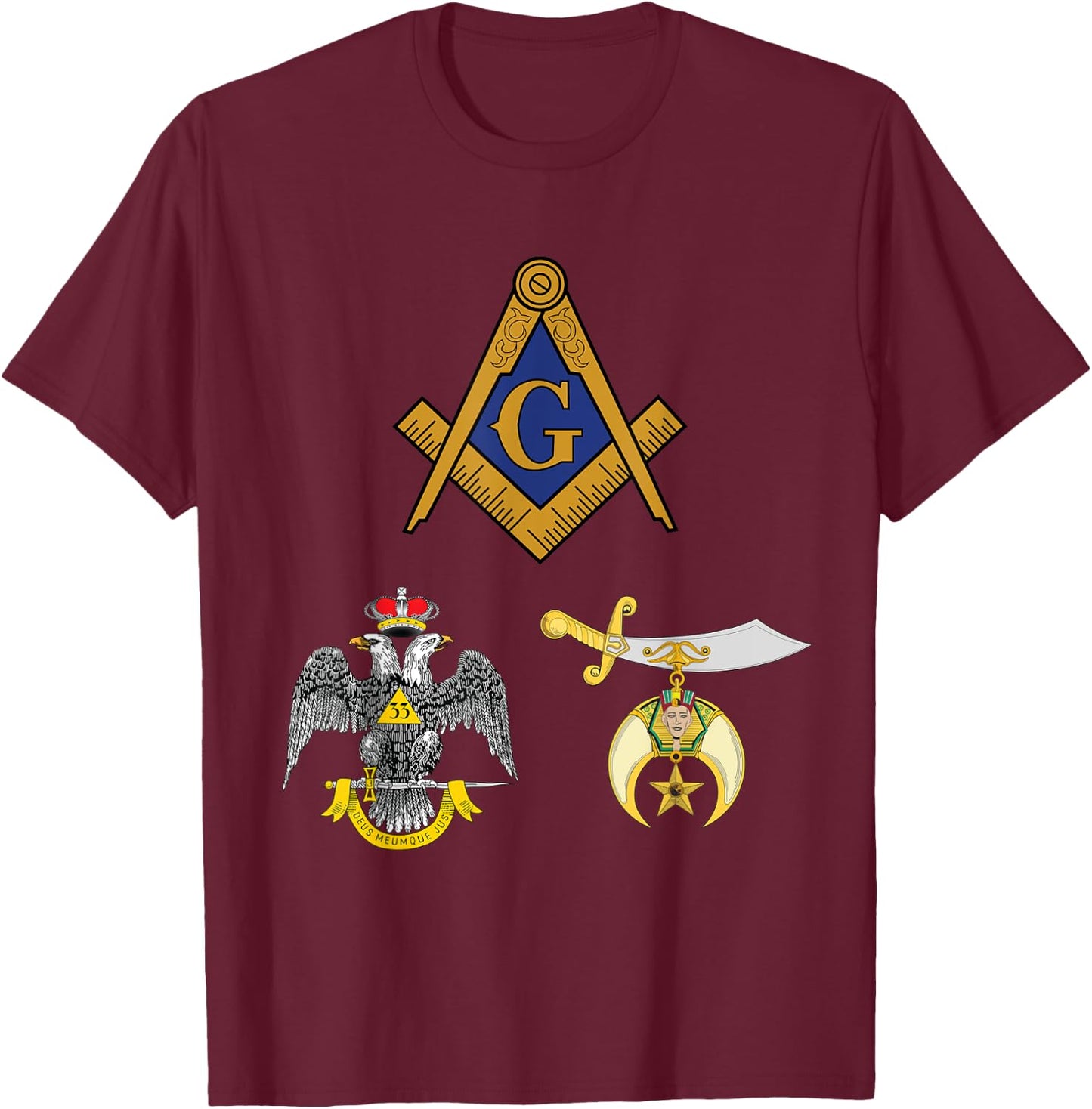 Master Mason 33rd Degree Shrine AASR Noble Masonic WD Blue T-Shirt - T-Shirt | Maroon