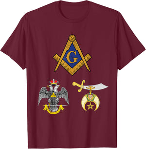 Master Mason 33rd Degree Shrine AASR Noble Masonic WD Blue T-Shirt - T-Shirt | Maroon