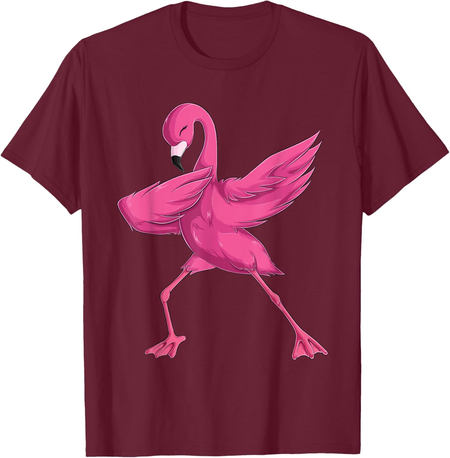 Funny Dabbing Pink Flamingo Women Boys Girls Kids Small T-Shirt - T-Shirt | Maroon