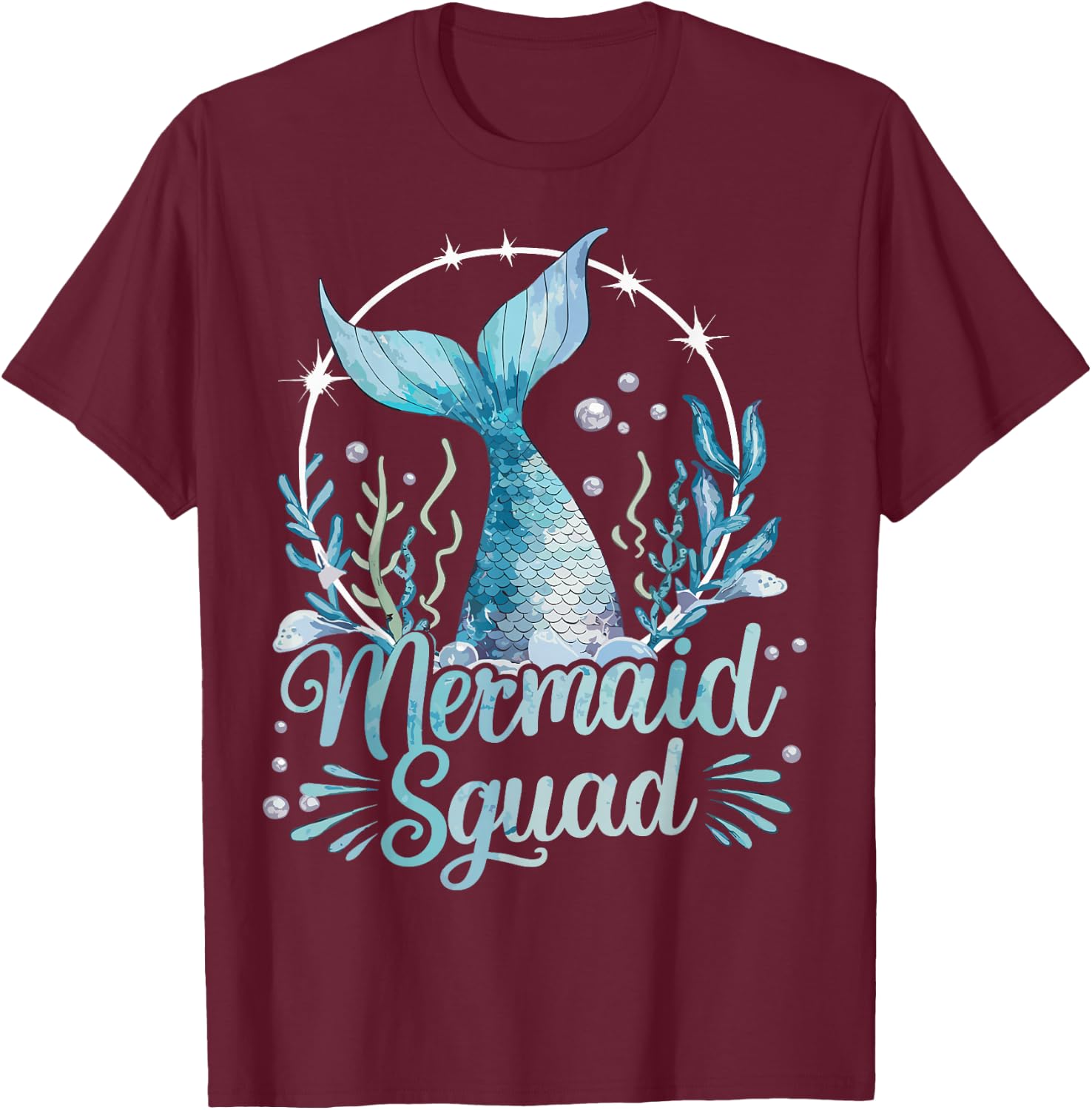 Mermaid Birthday Squad Mermaid T-Shirt - T-Shirt | Maroon