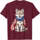 Wolf 4th of July American Flag Wolf Animal Patriotic Kids Men T-Shirt - T-Shirt | Maroon