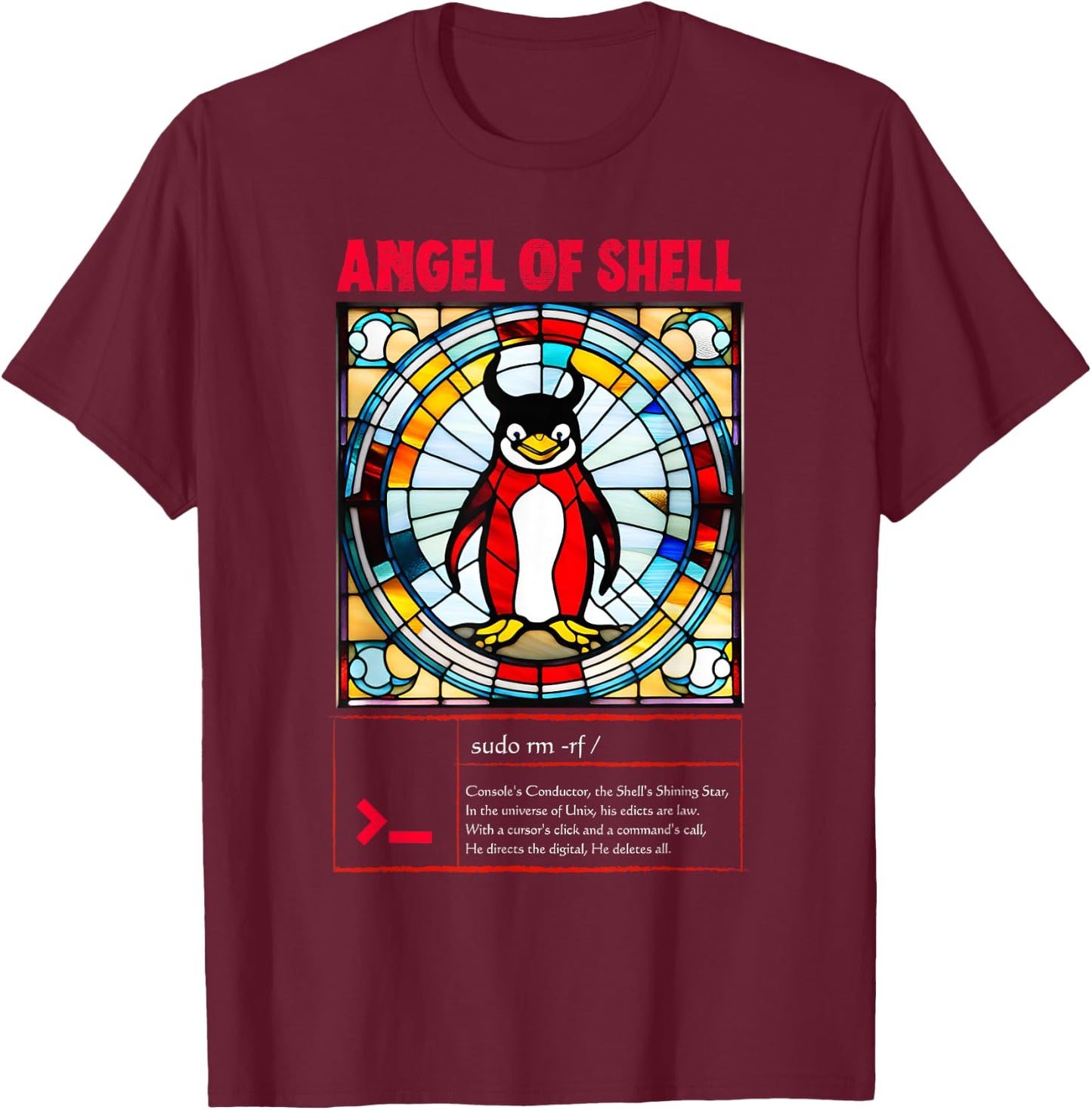 Funny Angel of shell Linux T-Shirt - T-Shirt | Maroon