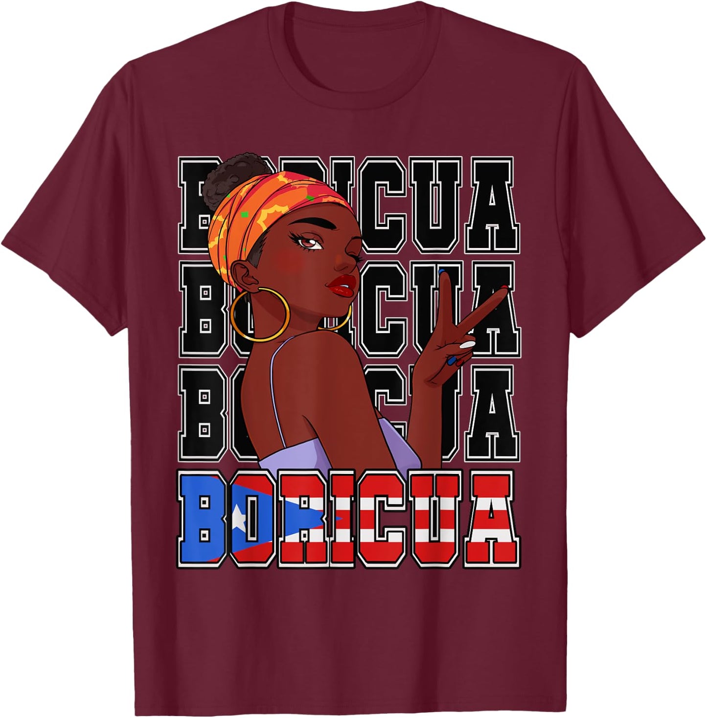 Puertorriquena Girl Morena Boricua Puerto Rico PR Vacation T-Shirt - T-Shirt | Maroon