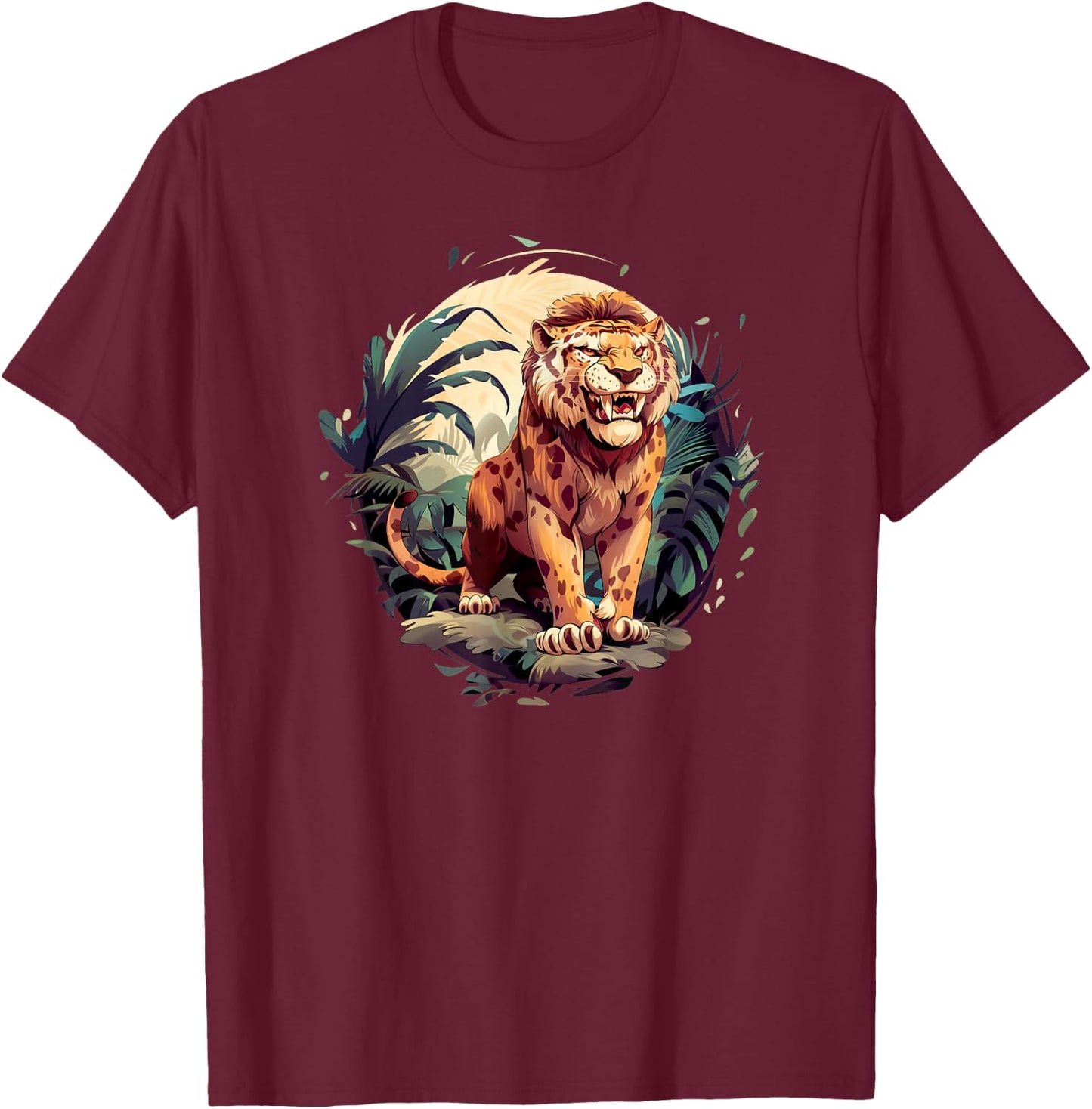 Saber Tooth Tiger - Sabre Tooth Tiger T-Shirt - T-Shirt | Maroon