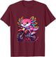 Axolotl Motocross Dirt Bike Cute Axolotl Lover Kids Boys T-Shirt - T-Shirt | Maroon