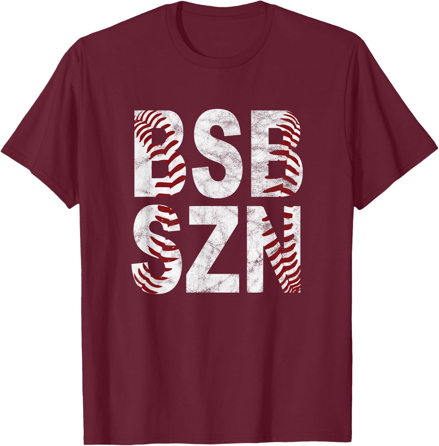 BSB SZN Baseball Season Distressed T-Shirt - T-Shirt | Maroon