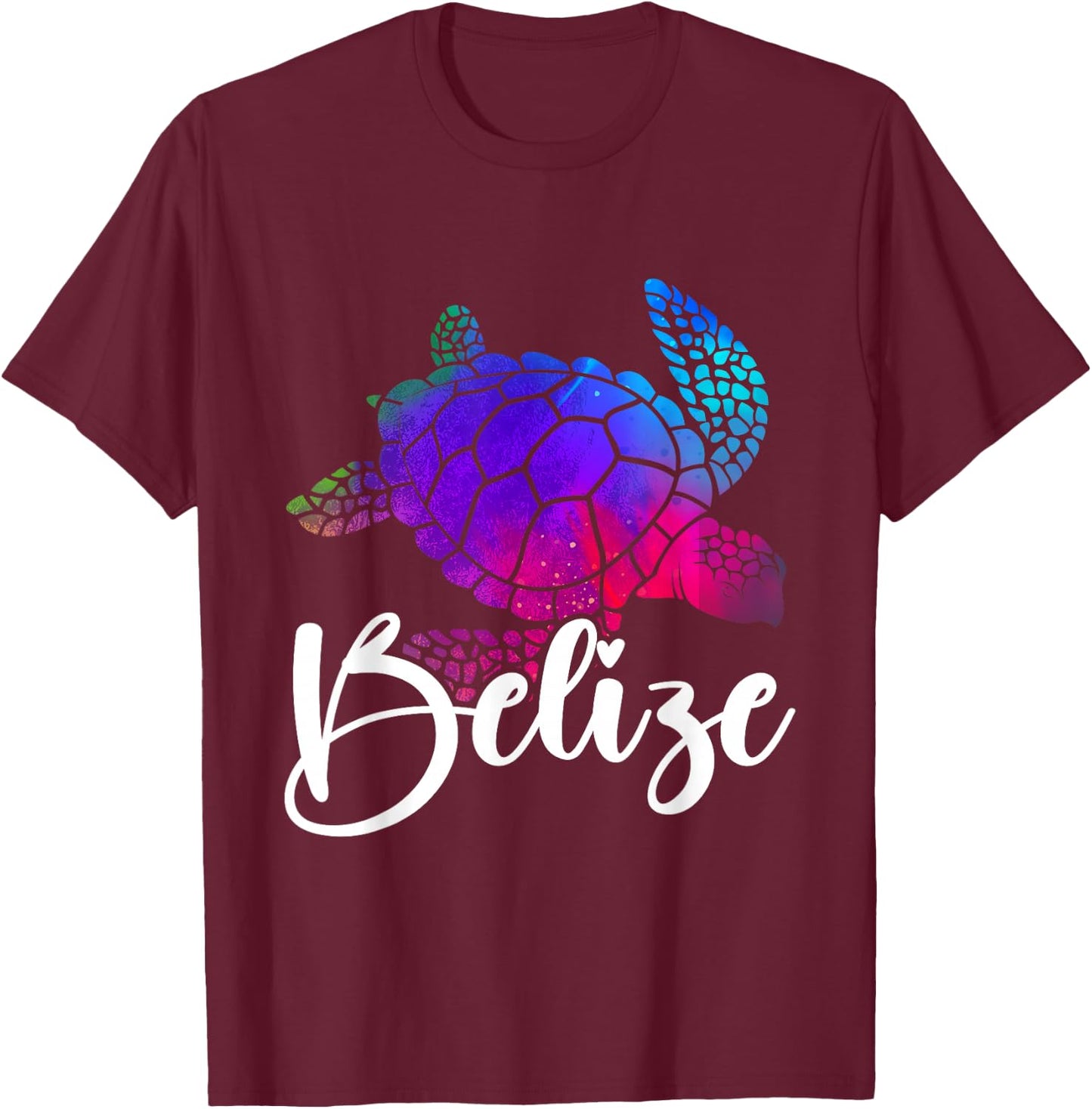 Belize Souvenir Sea Turtle Watercolor T-Shirt - T-Shirt | Maroon