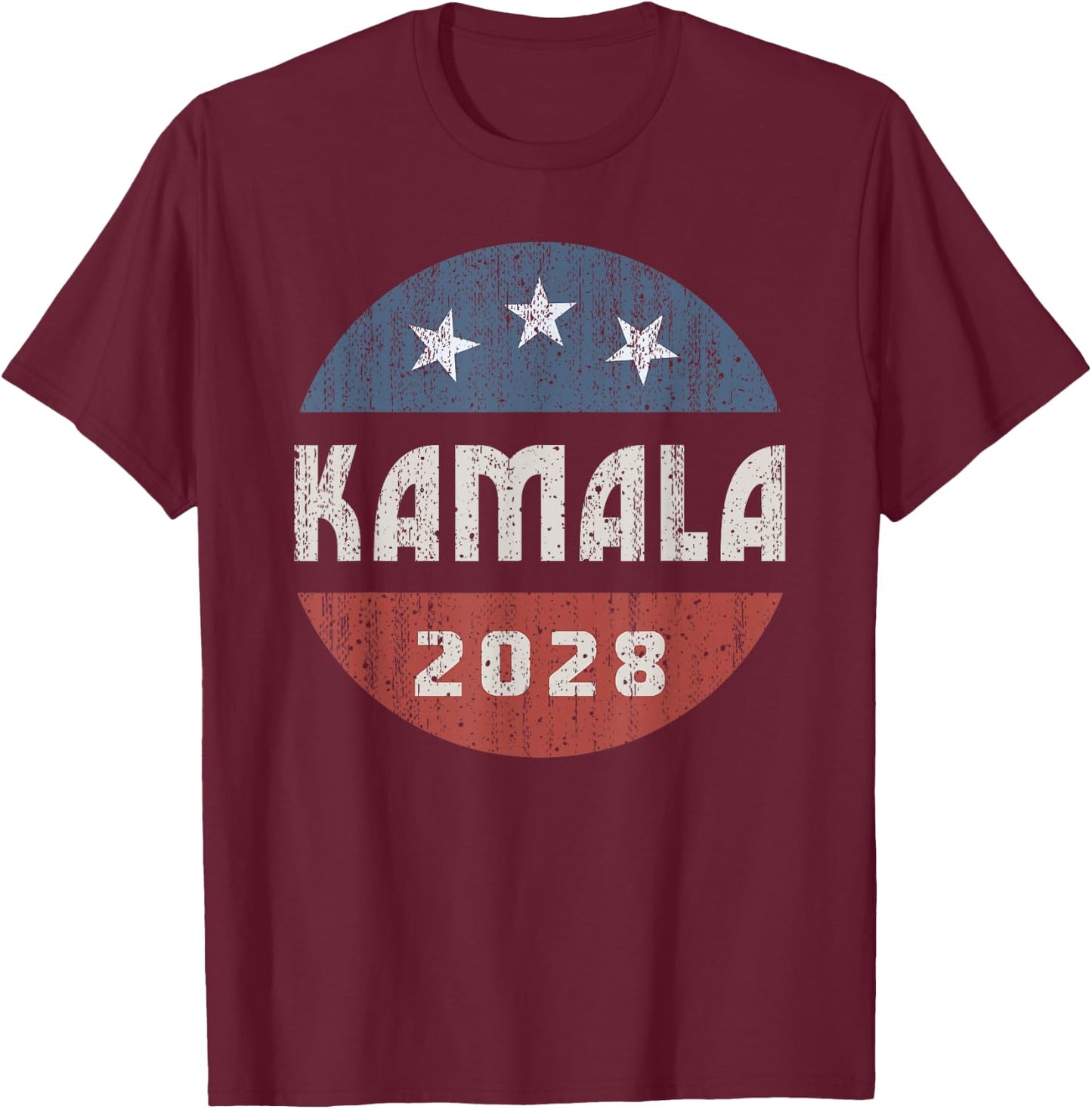 Retro Kamala Harris 2028 For President Election Campaign T-Shirt - T-Shirt | Maroon