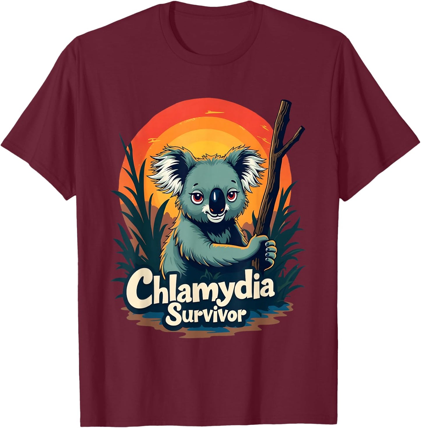 Chlamydia Survivor Funny Adult Joke Retro Vintage Koala Men T-Shirt - T-Shirt | Maroon
