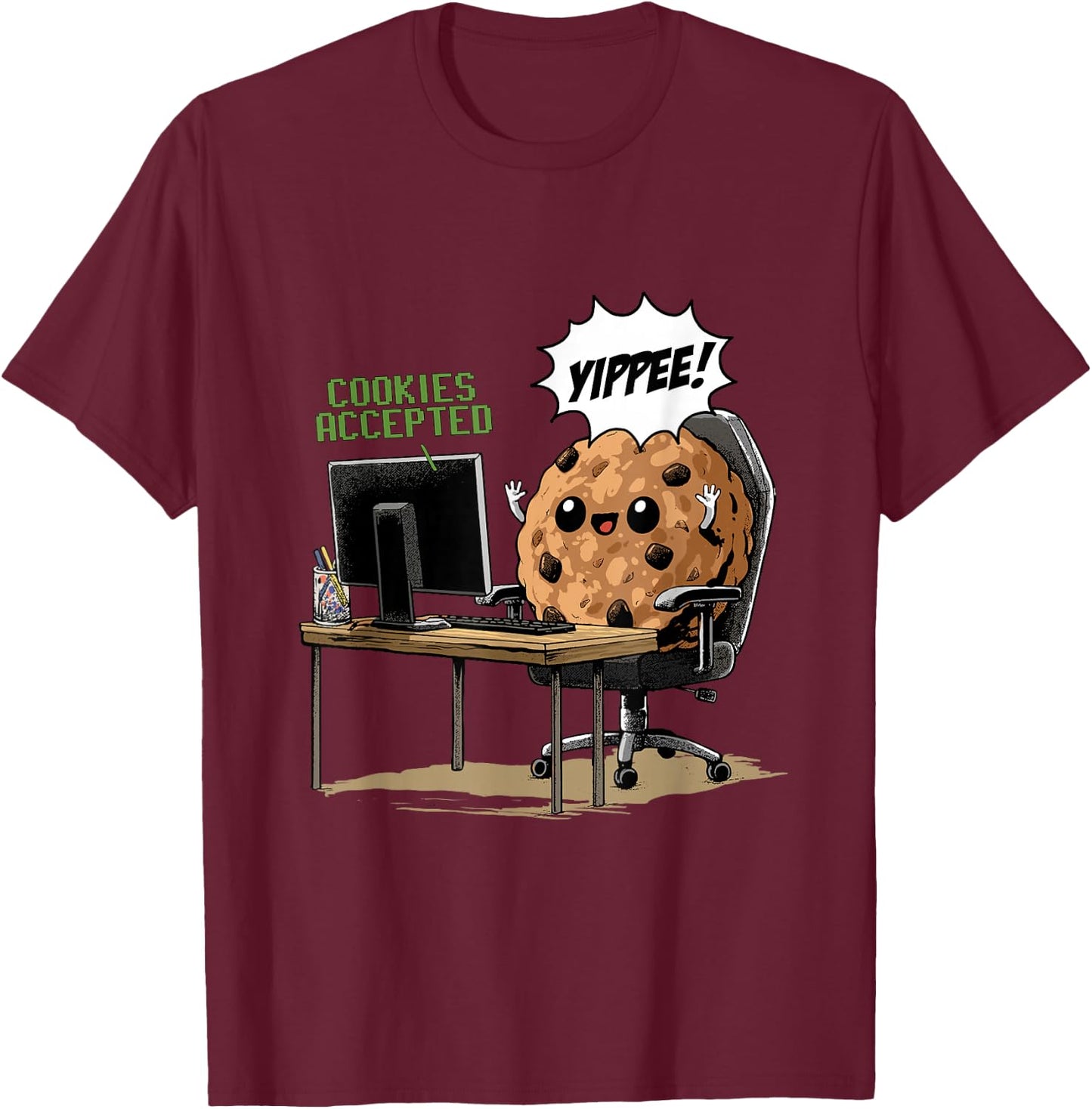Cookies Accepted Nerd Shirt Funny Computer Internet Coder T-Shirt - T-Shirt | Maroon