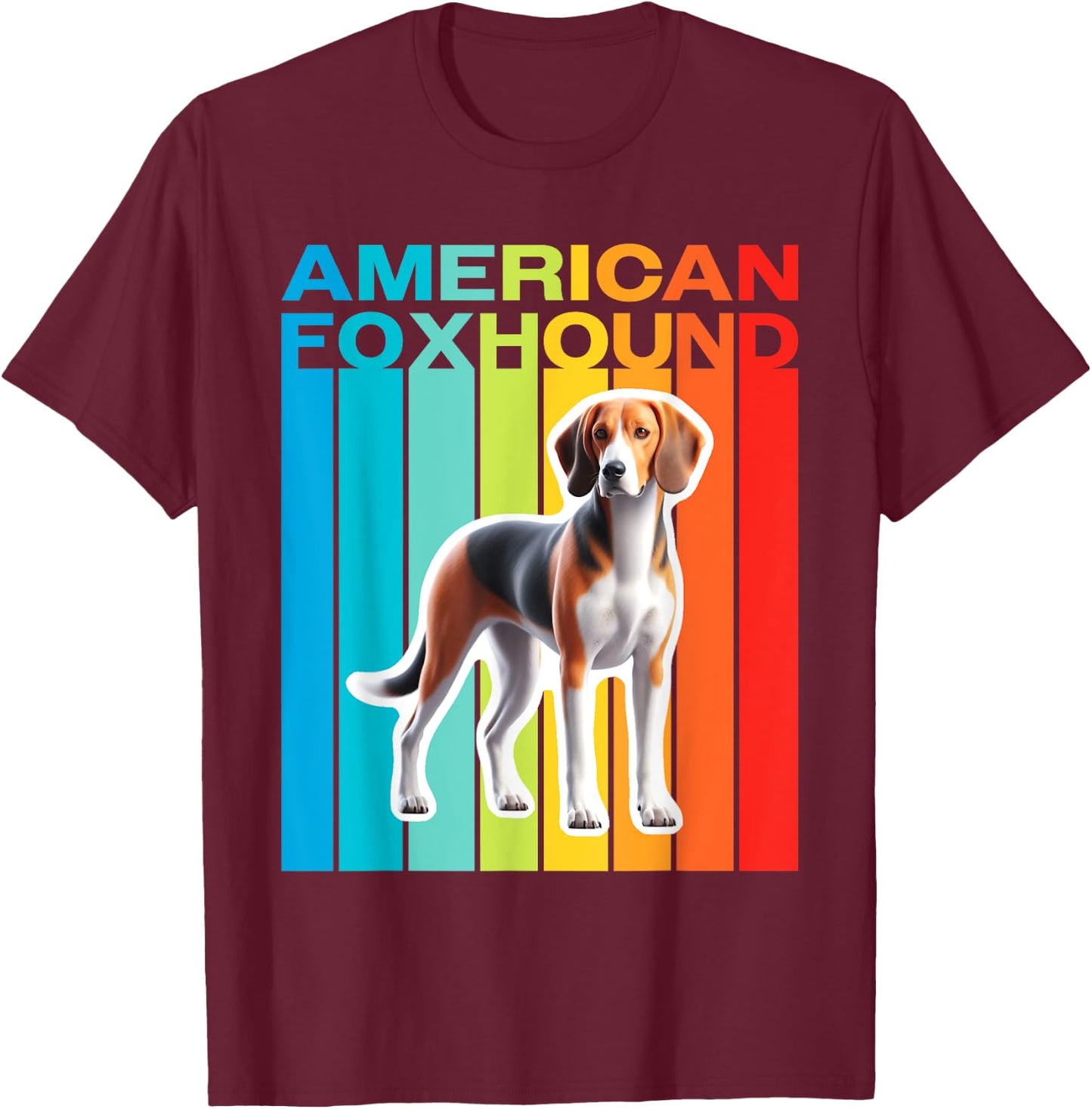 Colorful American Foxhound T-Shirt - T-Shirt | Maroon
