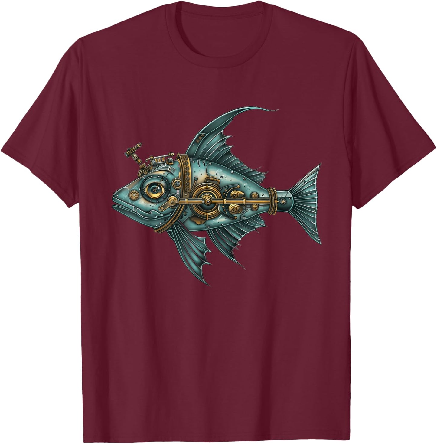 Halibut Steampunk T-Shirt - T-Shirt | Maroon