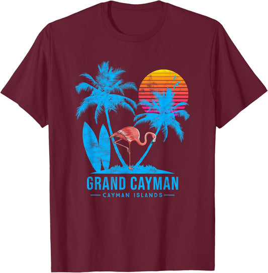 Grand Cayman, Cayman islands. Palm trees sunset T-Shirt - T-Shirt | Maroon
