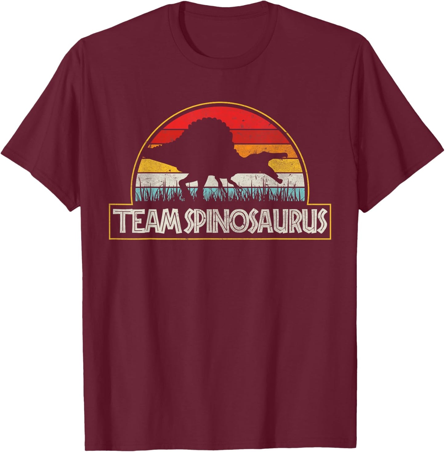 Retro Team Spinosaurus Sunset Vintage Dinosaur Lover Classic T-Shirt - T-Shirt | Maroon
