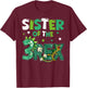 Sister of the Three Rex Birthday Dinosaur Family Matching T-Shirt - T-Shirt | Maroon