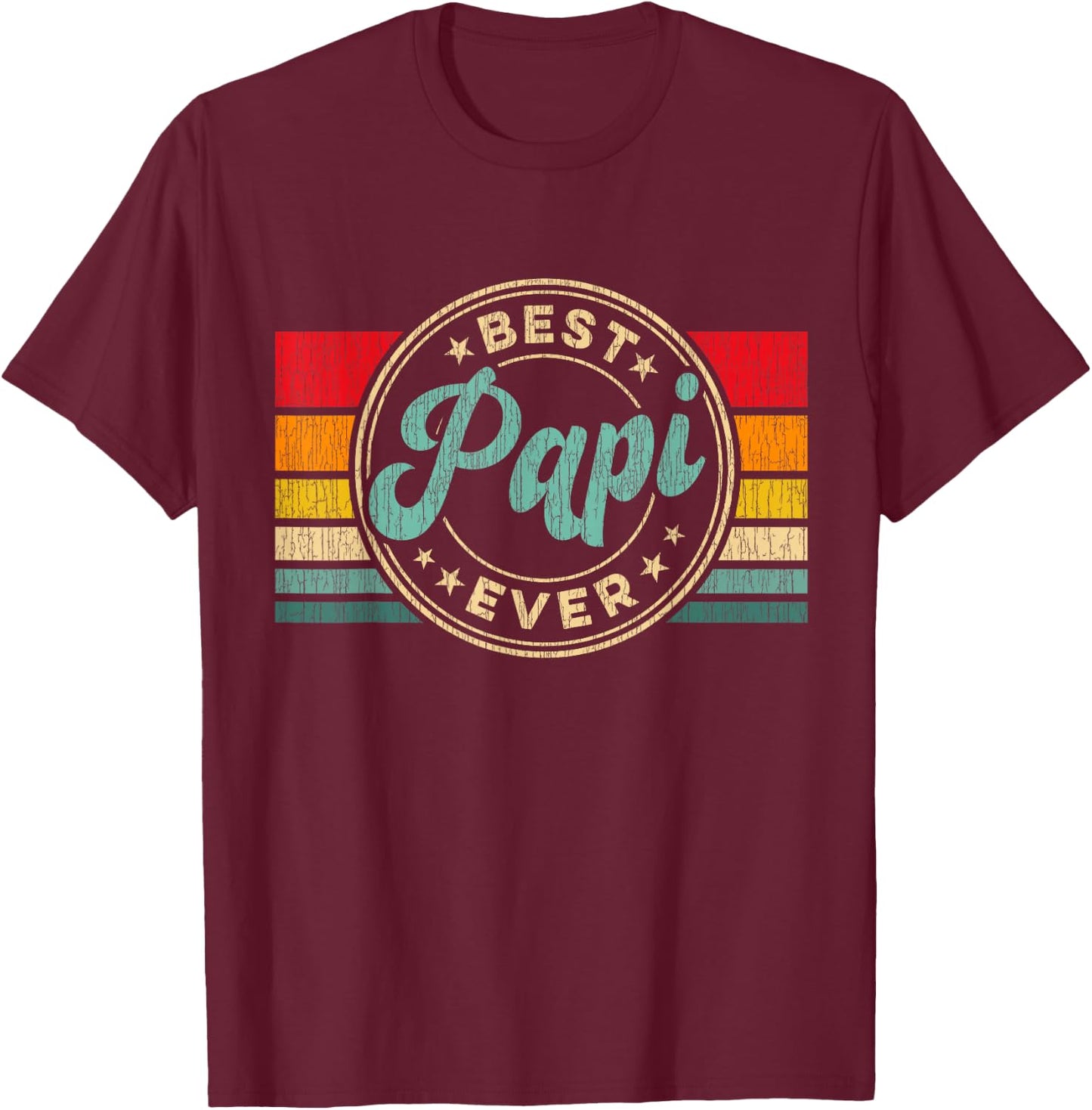 Best Papi Ever Vintage Retro Father's Day Gift T-Shirt - T-Shirt | Maroon