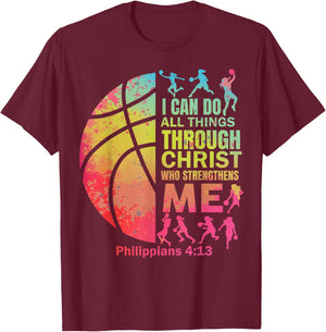 Basketball t Shirt Women Girls Teen Christian Christ Tie Dye T-Shirt - T-Shirt | Maroon