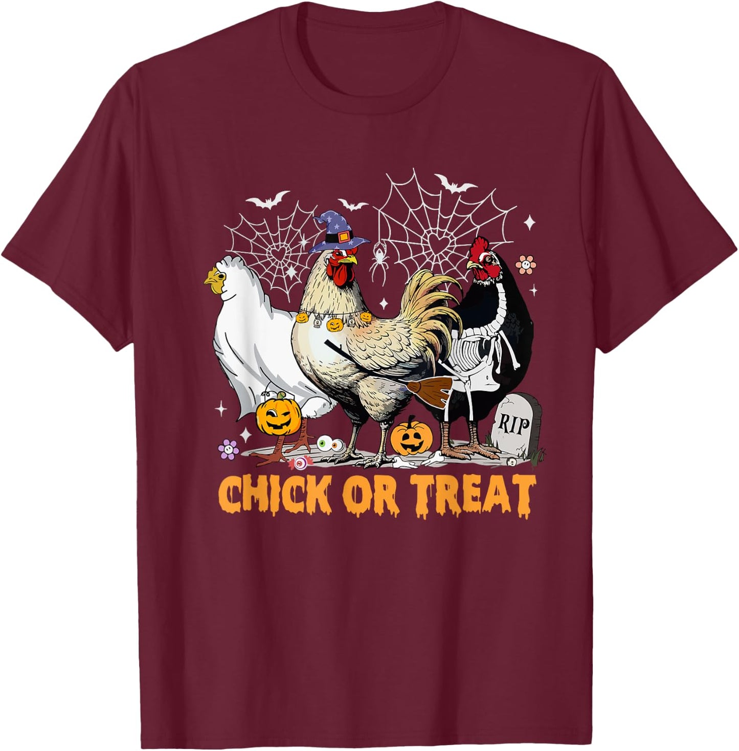 Funny Chicken Halloween Costume Spooky Season Chickens Witch T-Shirt - T-Shirt | Maroon