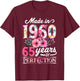 65 Year Old Made In 1960 Floral Flower 65th Birthday T-Shirt - T-Shirt | Maroon