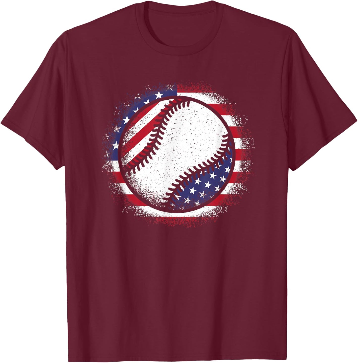 Baseball American Flag Vintage Baseball Lover Men Women Kids T-Shirt - T-Shirt | Maroon