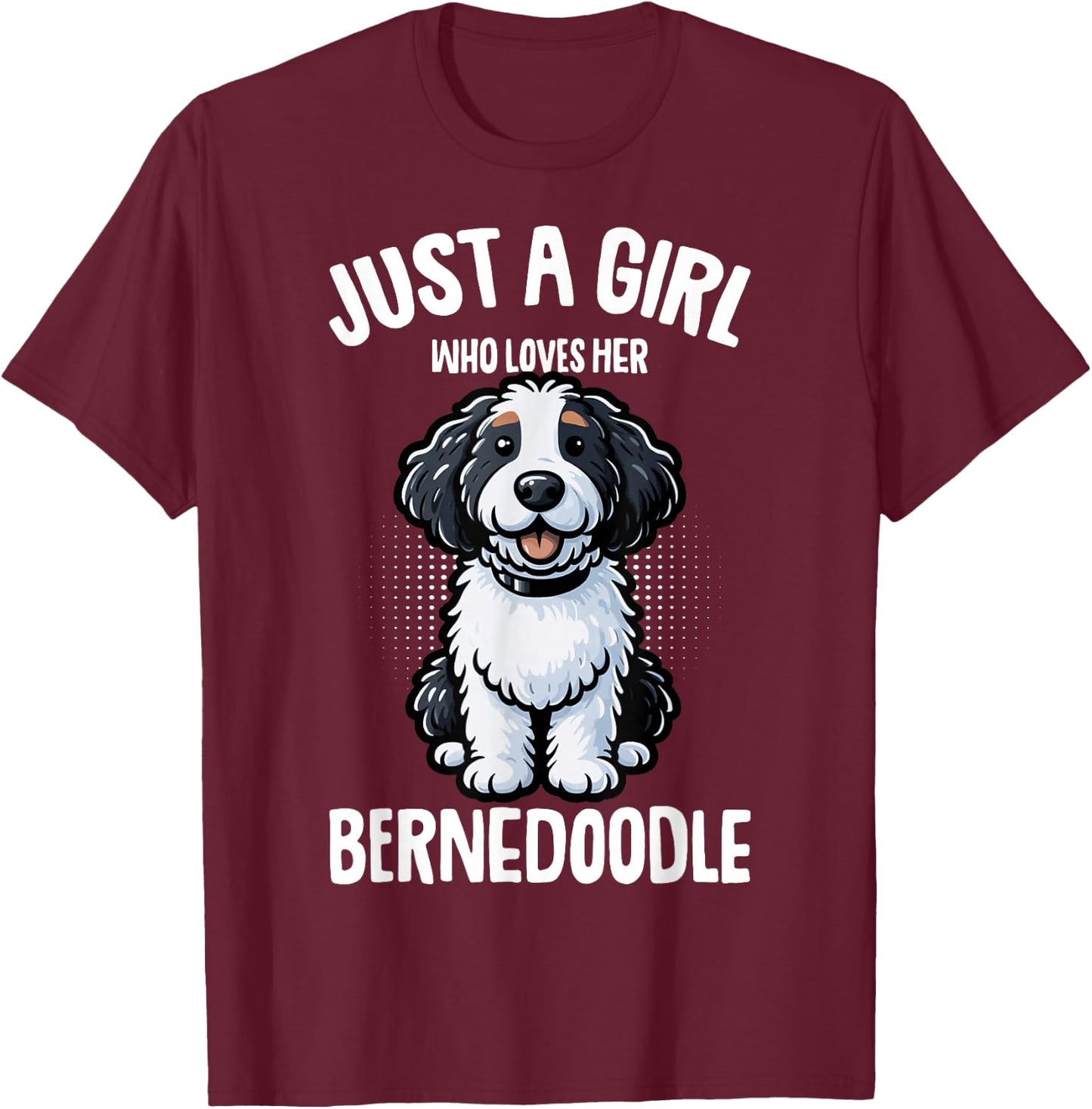 Just a Girl Who Loves Her Bernedoodle Dog Kids T-Shirt - T-Shirt | Maroon