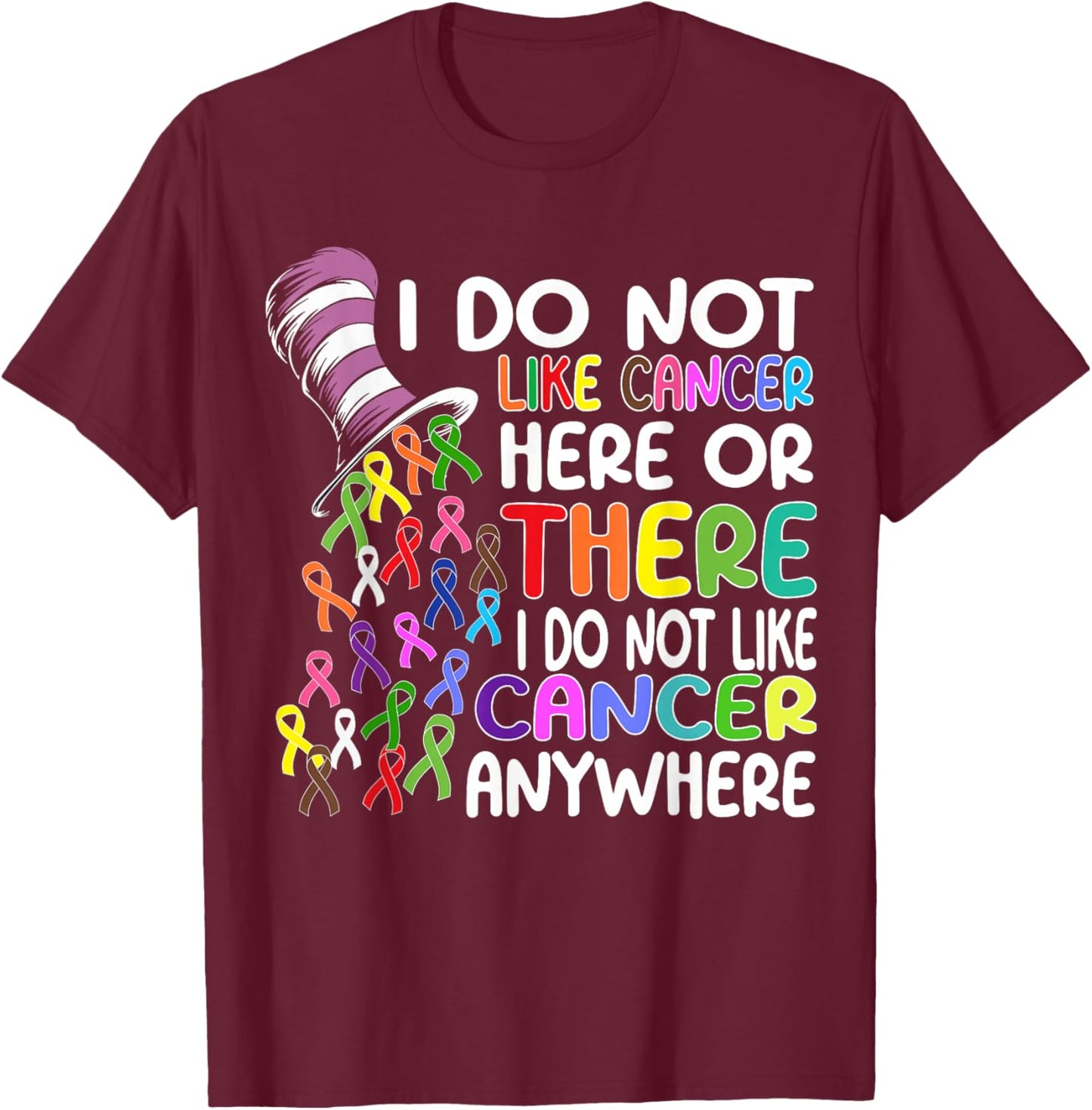I Do Not Like Cancer Here Or There I Do Not Like Cancer T-Shirt - T-Shirt | Maroon