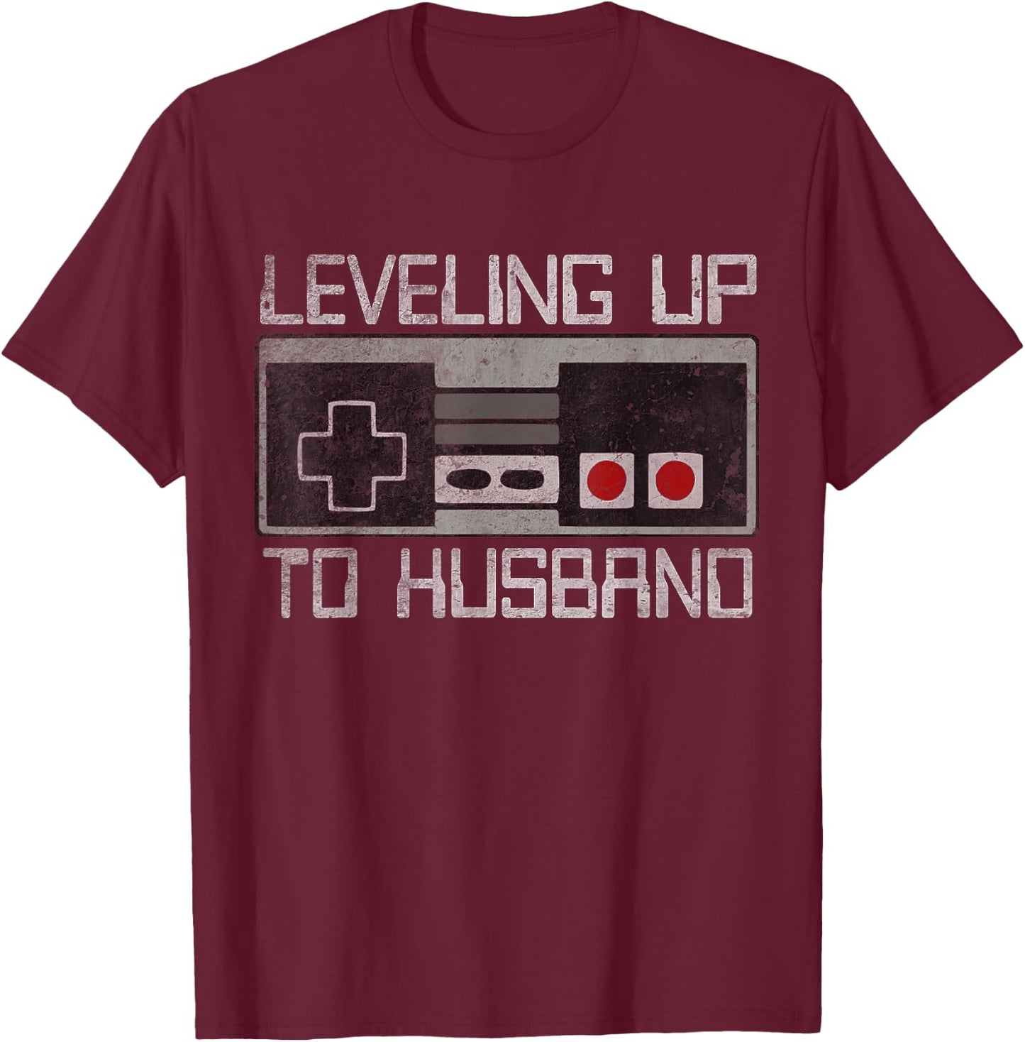 Bachelor Party Leveling Up to Husband Gamer Groom To Be T-Shirt - T-Shirt | Maroon