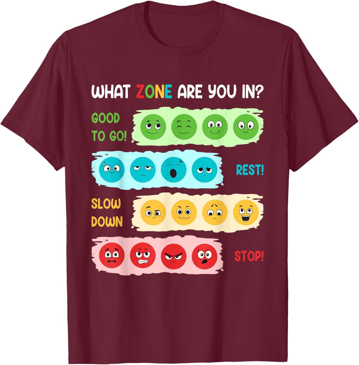 Zone Of Regulation School Counselor Gift Mental Health T-Shirt - T-Shirt | Maroon