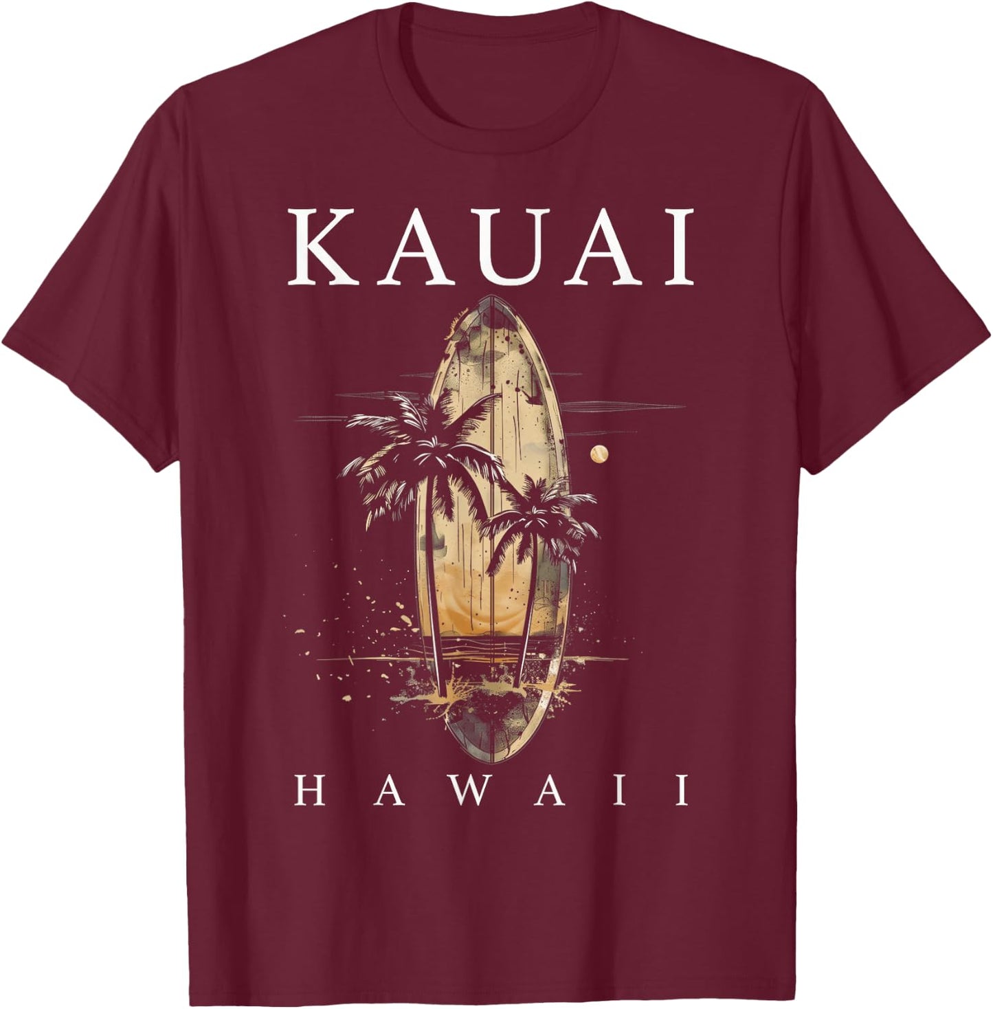 Kauai Hawaii Surf Hawaiian Vintage Surfing Surfer T-Shirt - T-Shirt | Maroon