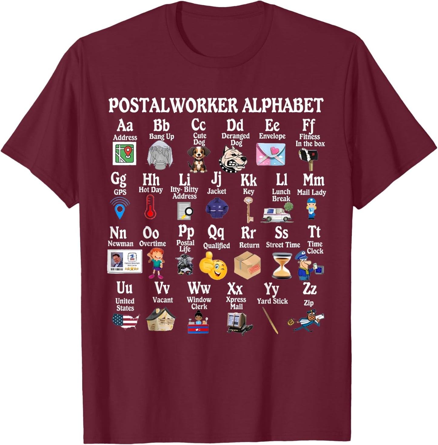 Mailed it Postal Worker Gifts Funny Alphabet Post Office Delivery Mailman T-Shirt - T-Shirt | Maroon