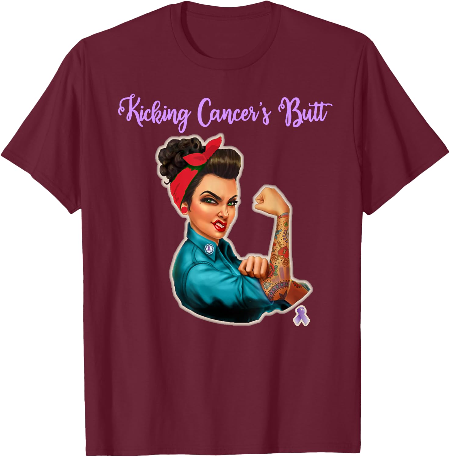 Kicking Cancers Butt Cancer Patients T-Shirt - T-Shirt | Maroon