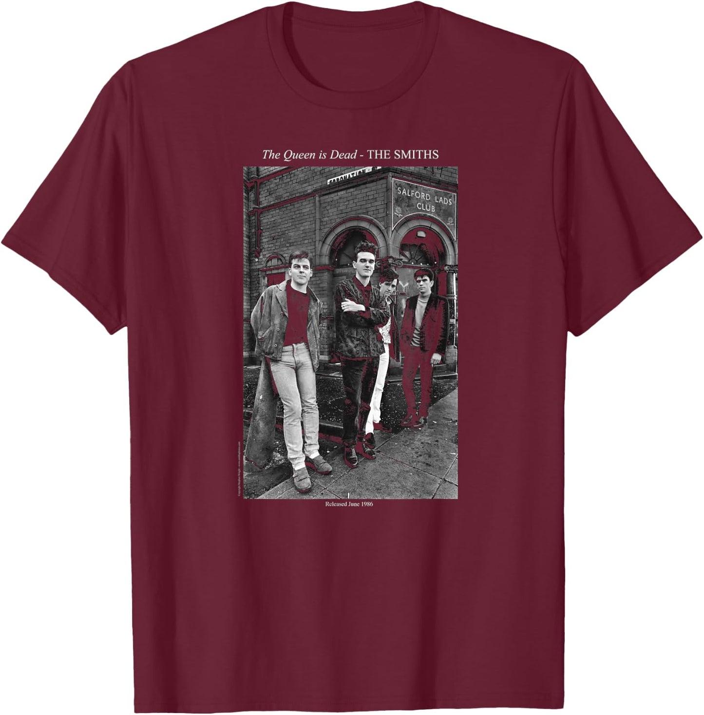 The Smiths Queen is Dead Salford Lads Club by Stephen Wright T-Shirt - T-Shirt | Maroon