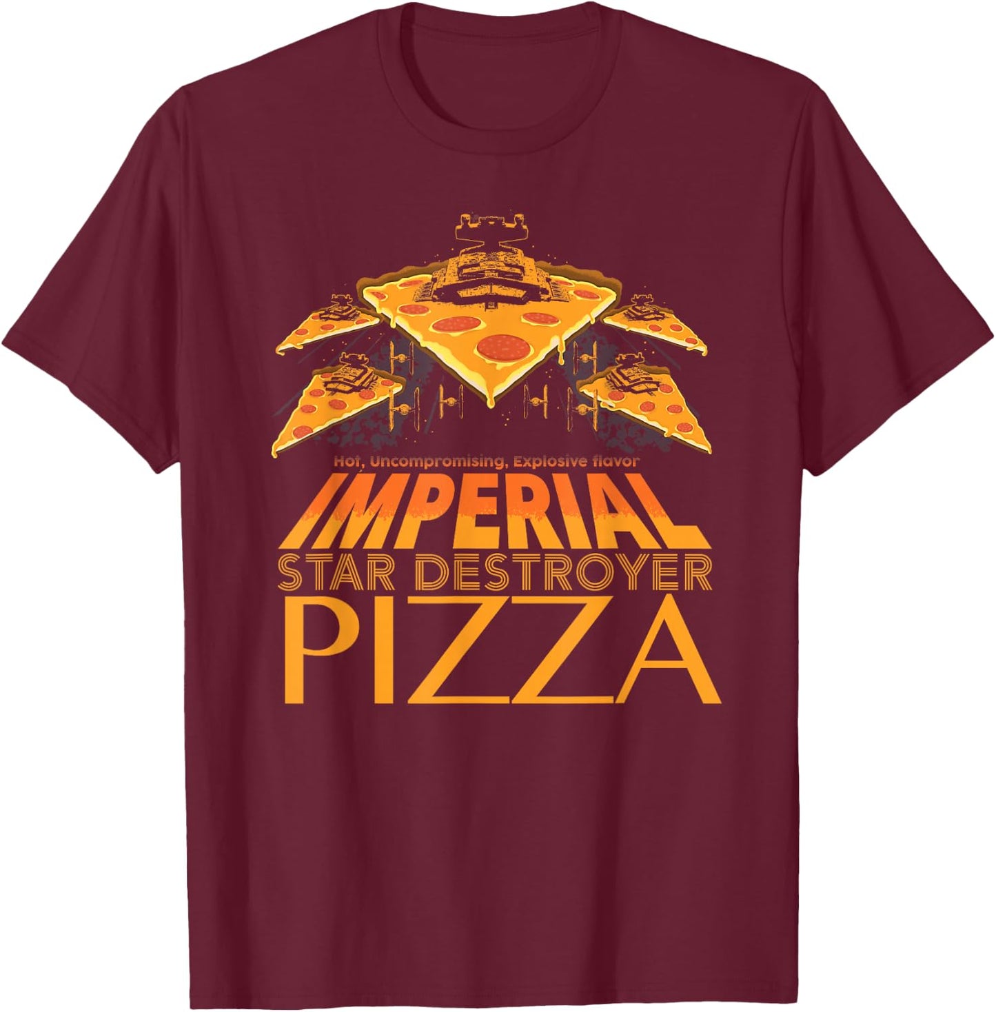 Star Wars Imperial Star Destroyer Pizza T-Shirt - T-Shirt | Maroon