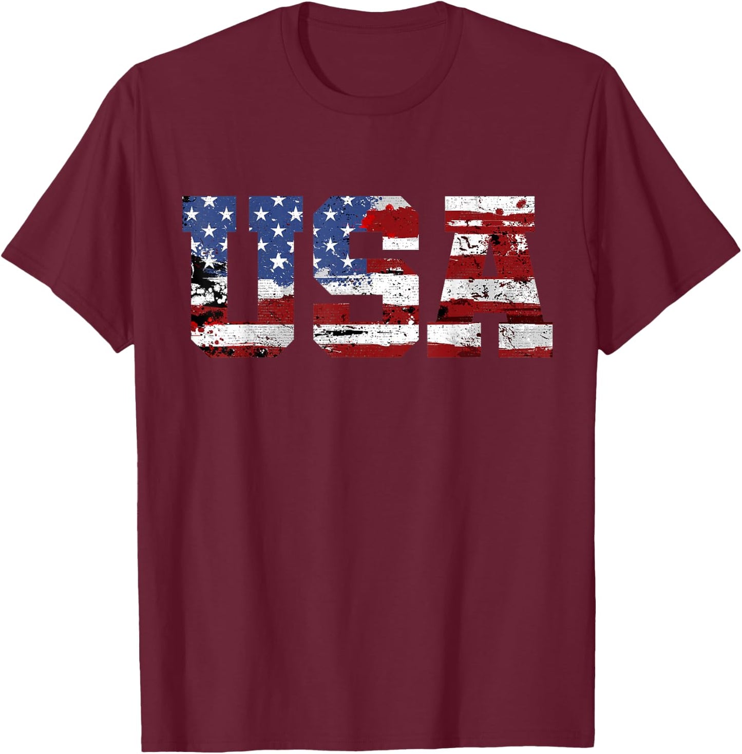 American Flag USA United States of America US 4th of July T-Shirt - T-Shirt | Maroon