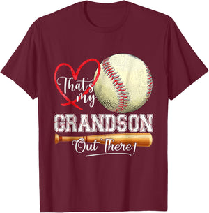 That's My Grandson Out There Baseball Grandma Mother's Day T-Shirt - T-Shirt | Maroon