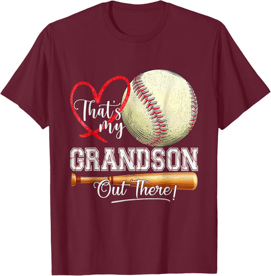 That's My Grandson Out There Baseball Grandma Mother's Day T-Shirt - T-Shirt | Maroon