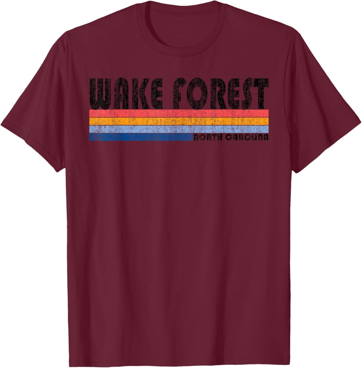 Vintage 1980s Style Wake Forest, NC T-Shirt - T-Shirt | Maroon
