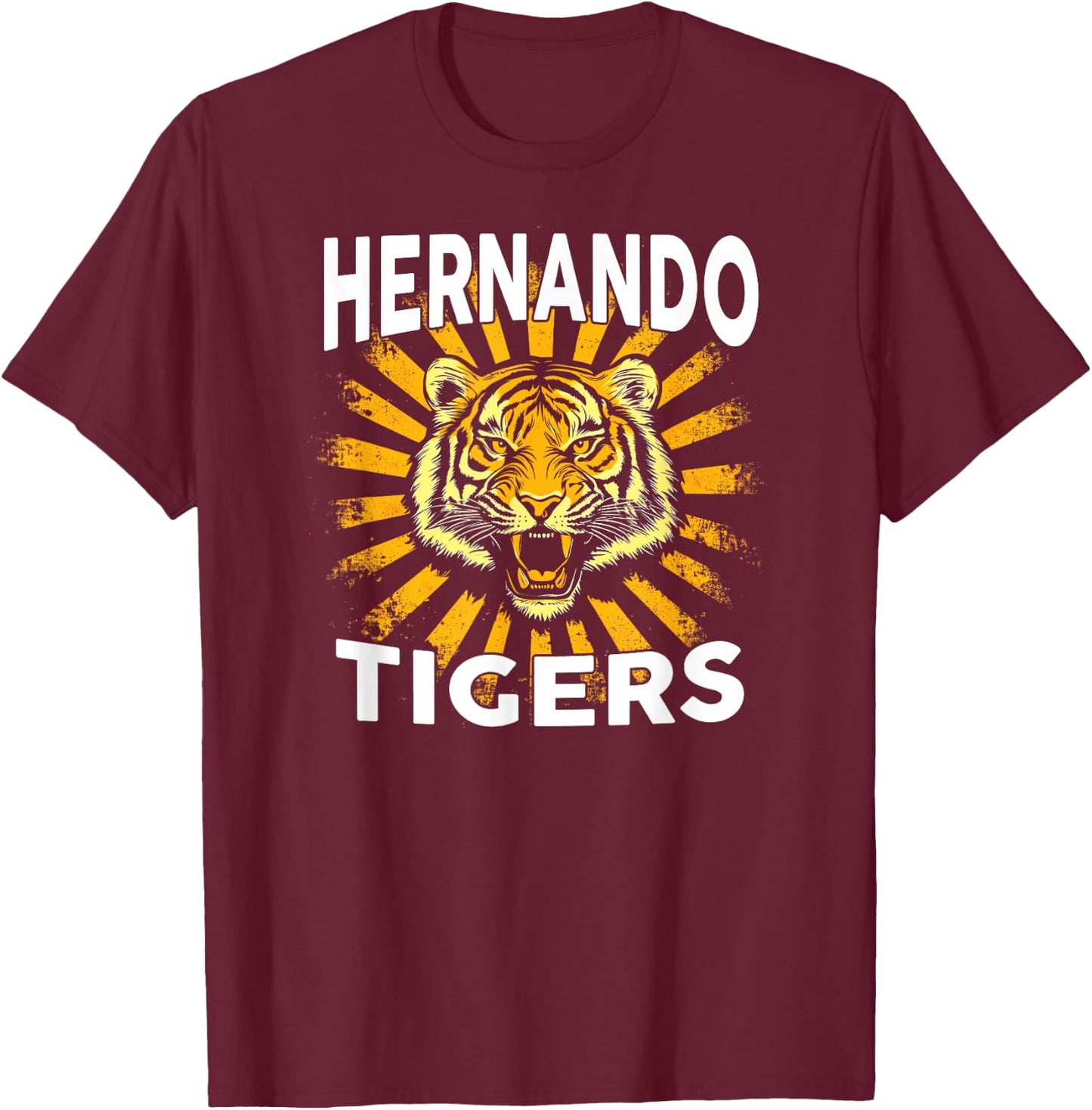 Hernando Tigers Vintage Graphic Design Cool Retro Tiger T-Shirt - T-Shirt | Maroon