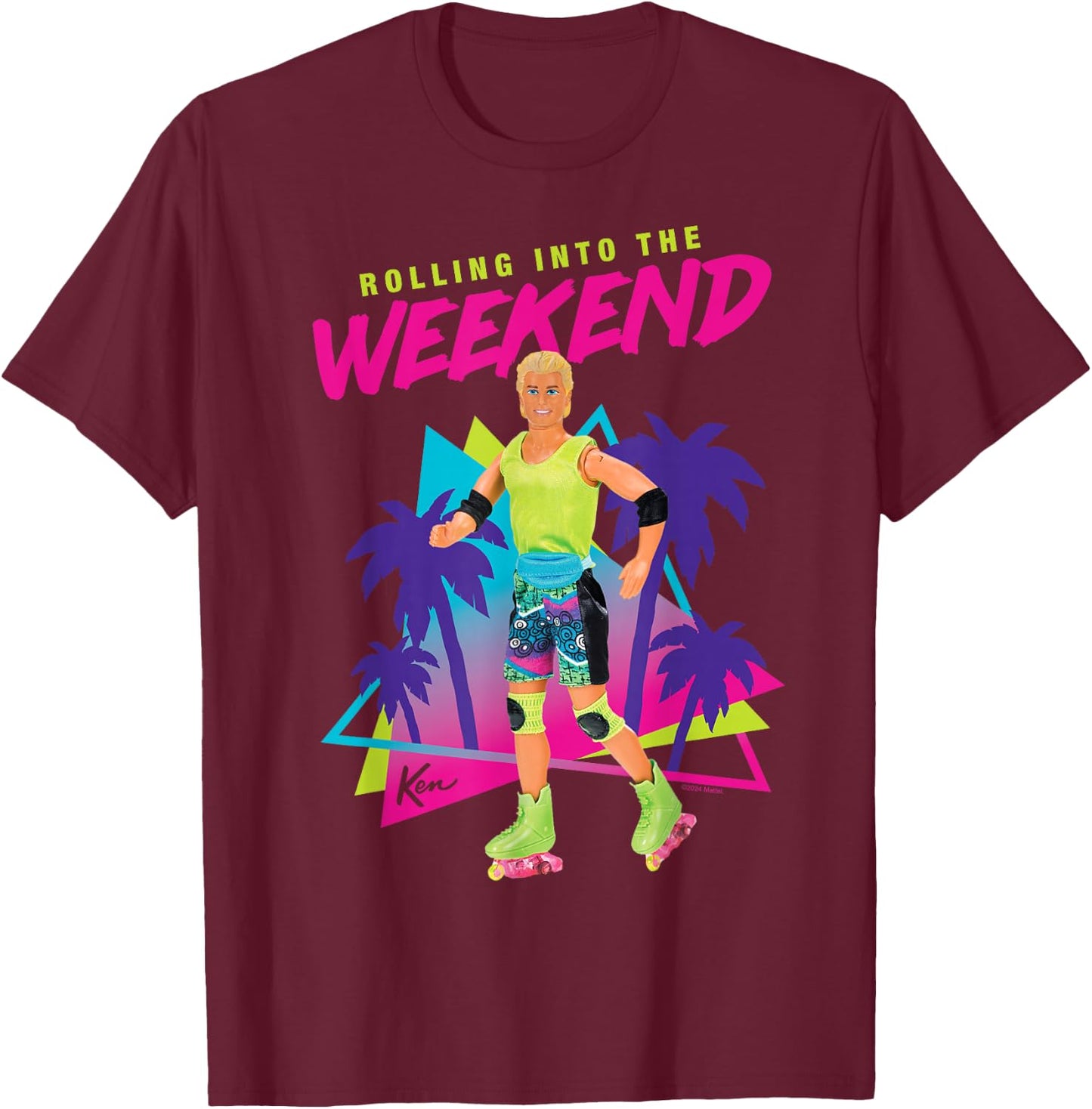 Barbie - Ken Rolls into Inline Skating Weekend T-Shirt - T-Shirt | Maroon