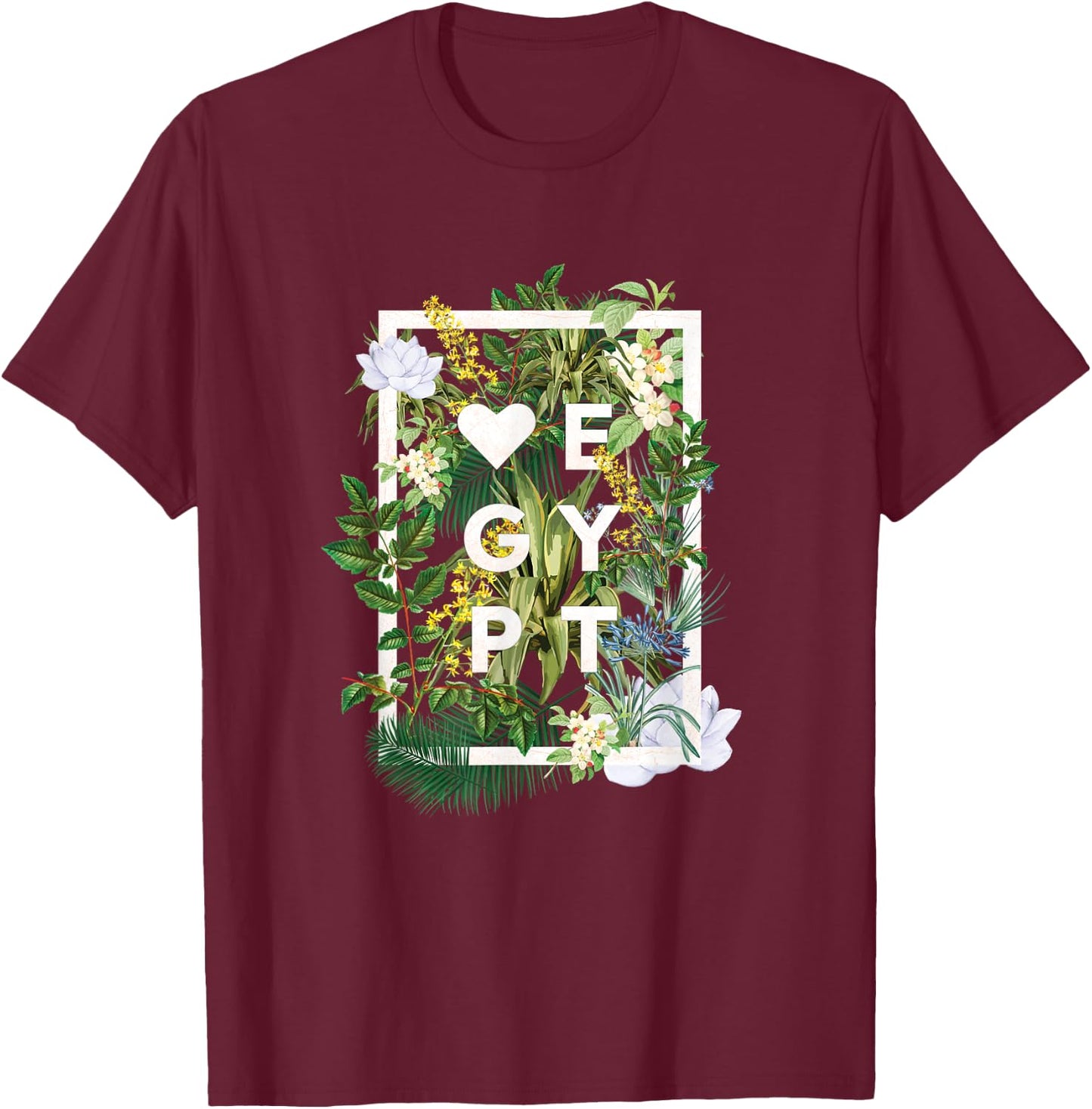 Flowers of Egypt Word Art - Egyptian Pride T-Shirt - T-Shirt | Maroon