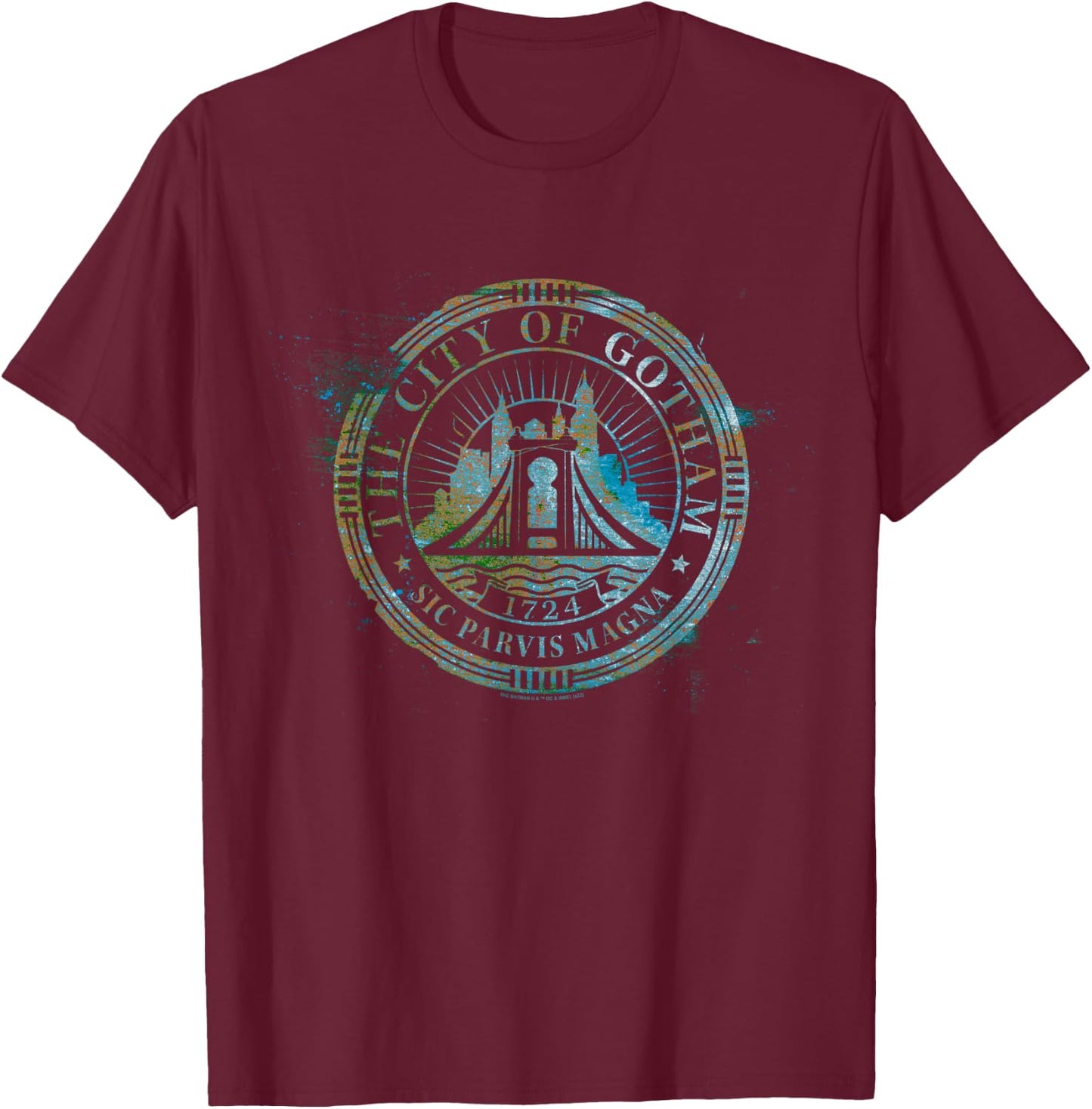 The Batman City of Gotham T-Shirt - T-Shirt | Maroon