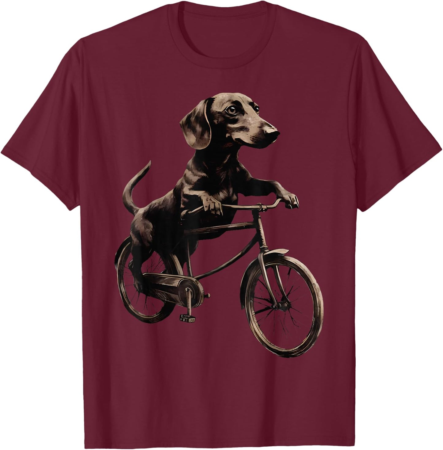 Dachshund Riding A Bike Bicycle Cycling Dachshund Dog Lover Women Kids T-Shirt - T-Shirt | Maroon