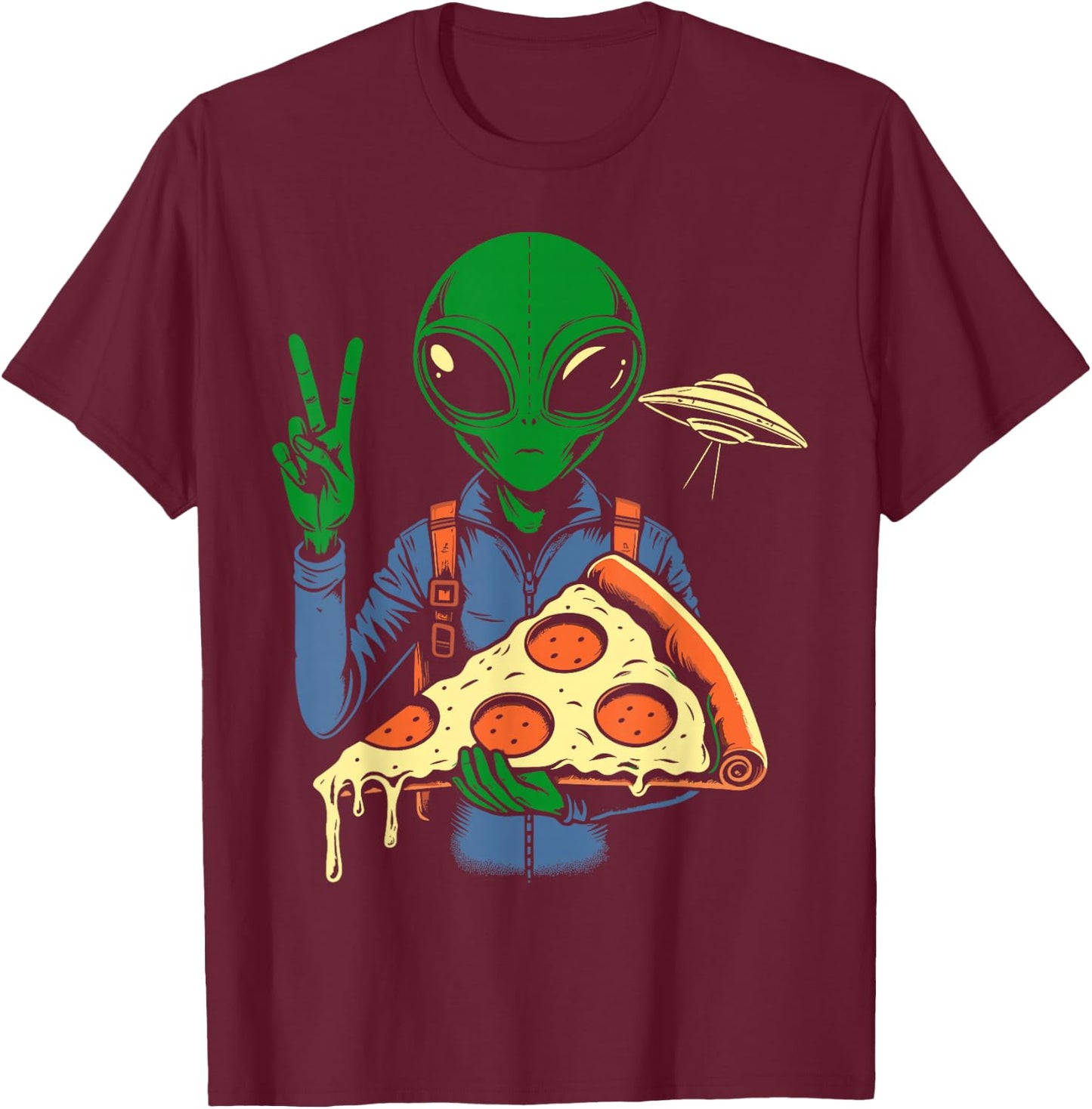 Alien pizza T-Shirt - T-Shirt | Maroon